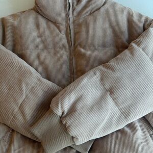 Women's Corduroy Puffer Jacket in Beige